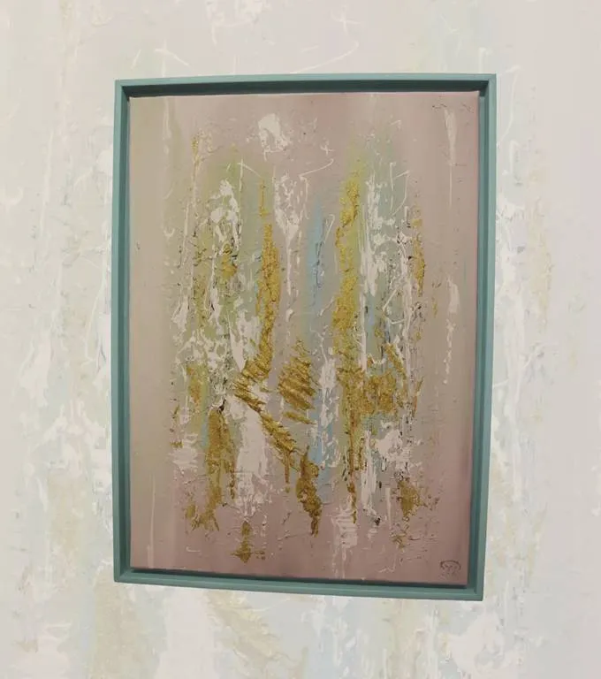 Miniature de la toile noble du nom de rivière d'Or. Peinture réalisée à l'acrylique exposé à la galerie d'art56