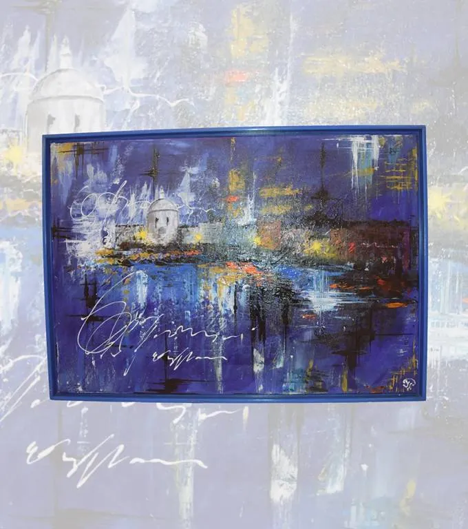 Miniature d'un soir à Venise, ce tableau est une oeuvre d'art qui représente la belle Venise et ses ruelles immergées iconiques.